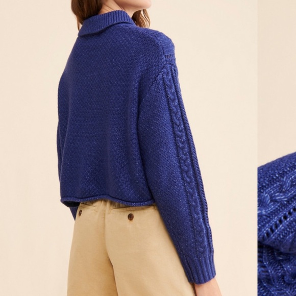 525 America Blue Alicia Revolve Cable Knit Polo Pullover - Picture 2 of 6